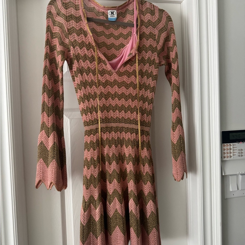 Missoni Pink and Gold Chevron Knit Dress